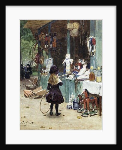 A Young Girl in the Jardins des Champs Elysees by Victor Gilbert