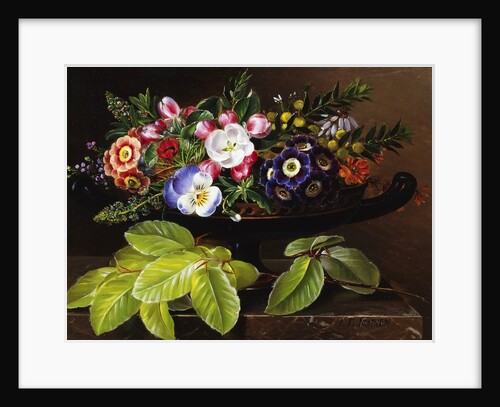 Apple Blossoms, Primula, Heather, and Yellow Acacia by Johan Laurentz Jensen