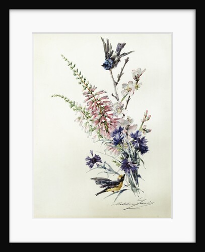 A Study of Heather, Cornflower, and Blossom by Madeleine Lemaire