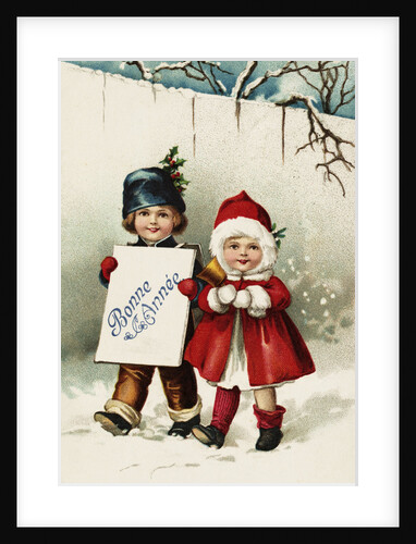 Bonne Annee Postcard with Two Children by Anonymous