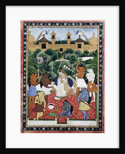 19th-Century Indian Painting of the Wife of Rajah Ramchanderjee In Rawan's Garden by Anonymous