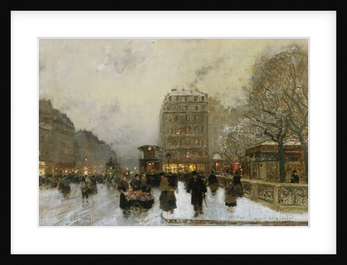 A Paris Street Scene in Winter by Luigi Loir