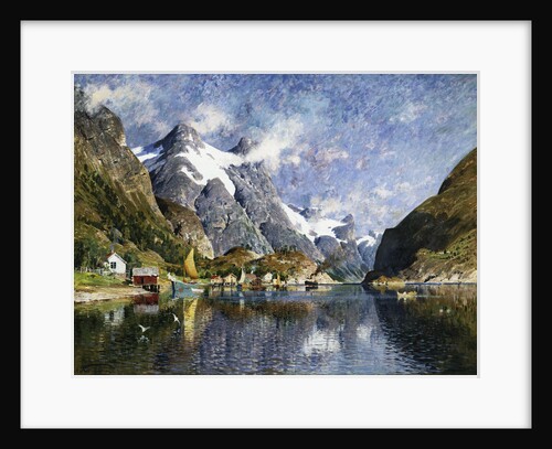 A Norwegian Fjord Painting by Adelsteen Normann