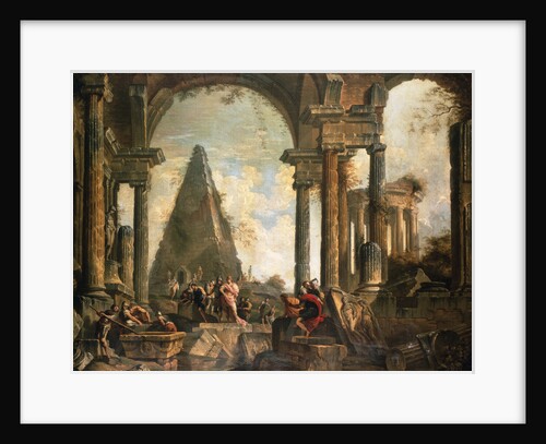 A Capriccio of the Ruins of Rome by the School of Giovanni Paolo Panini by Anonymous