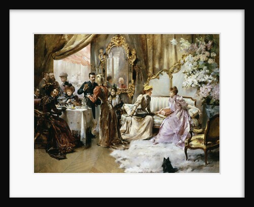 An Elegant Tea Party in the Artist's Studio by Madeleine Jeanne Lemaire