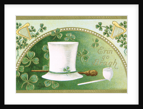 Erin Go Bragh Postcard with Top Hat by Anonymous