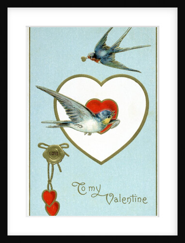 To My Valentine Postcard with Swallows by Anonymous