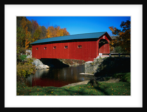 Red Covered Bridge on Rural Road by Anonymous