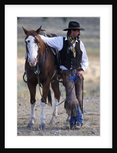 Cowboy Waiting with Horse by Anonymous