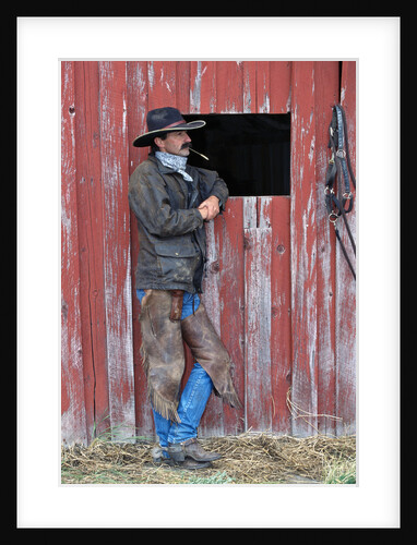 Cowboy Waiting at Barn by Anonymous