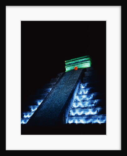 Pyramid of Kukulcan Illuminated at Night by Anonymous