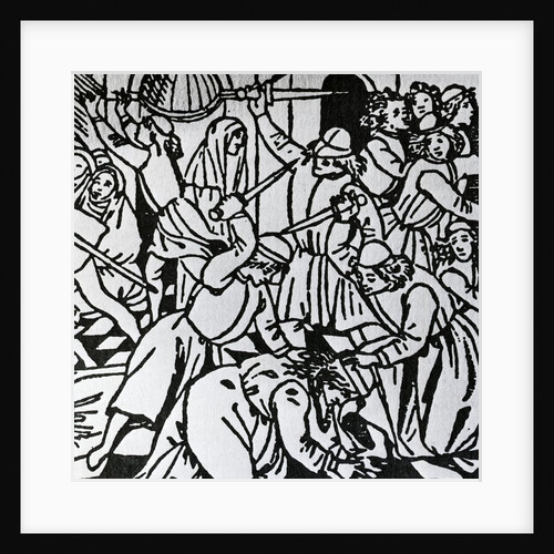 Assassination of Galeazzo Maria Sforza, tyrant of Milan, in San Stefano Church, 1476. Florentine wood by Anonymous