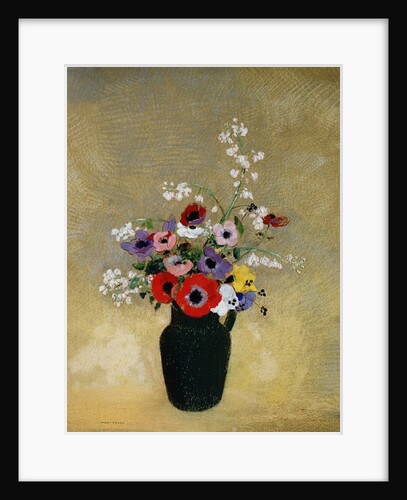 Large Green Vase with Mixed Flowers by Odilon Redon