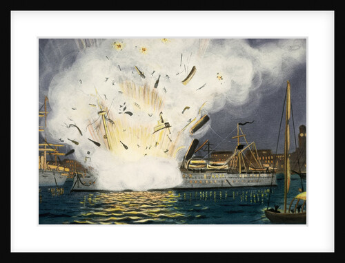 Illustration of Explosion of the USS Maine in Havana Harbor by Anonymous
