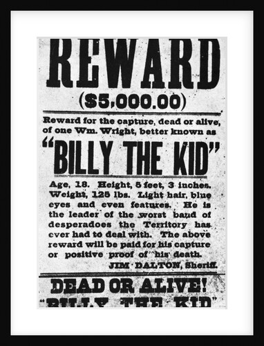 Wanted Poster for Billy the Kid by Anonymous