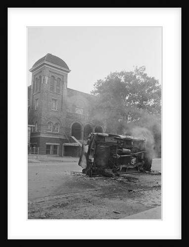 Bombed Car in Front of Church by Anonymous