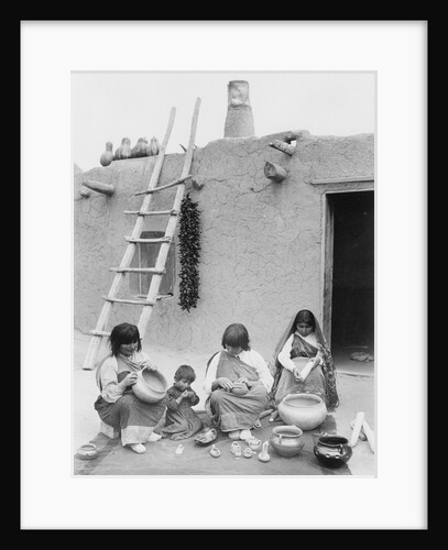Pueblo Indian Women Making Pottery by Anonymous