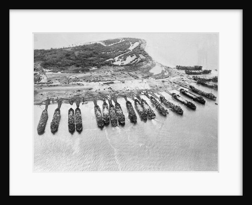 Aerial View Of Ships Assaulting Leyte by Anonymous