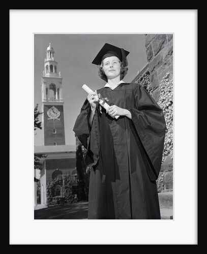 Woman in Mortarboard and Gown by Anonymous