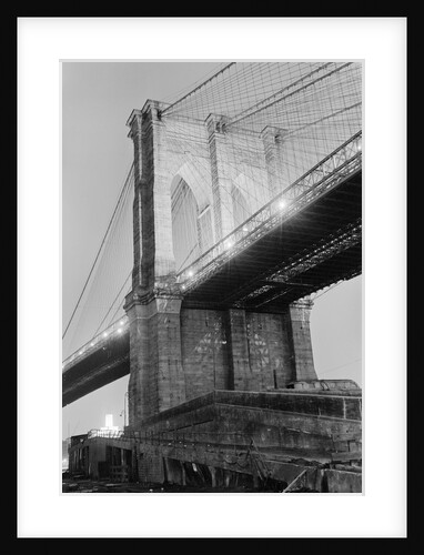 New York'S Brooklyn Bridge At Night by Anonymous