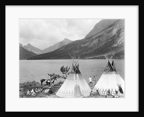 Teepee,Indians On Shore Of Lake by Anonymous