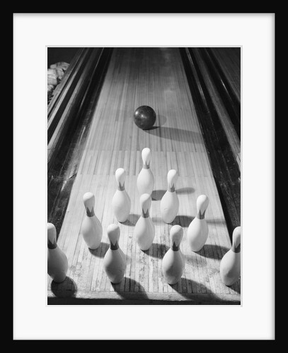 Bowling Ball Heading Toward Pins by Anonymous