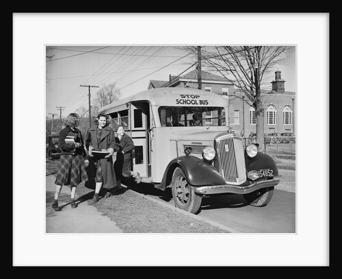 Children Getting Off School Bus by Anonymous