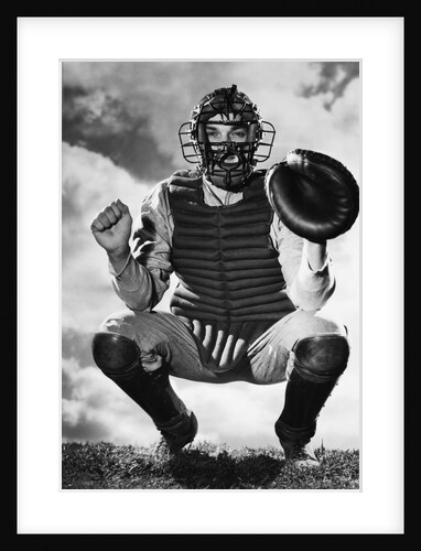 Baseball Catcher Awaiting the Ball by Anonymous