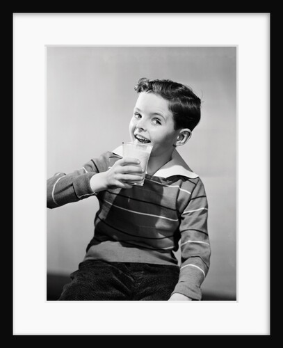 Smiling Boy with a Glass of Milk by Anonymous