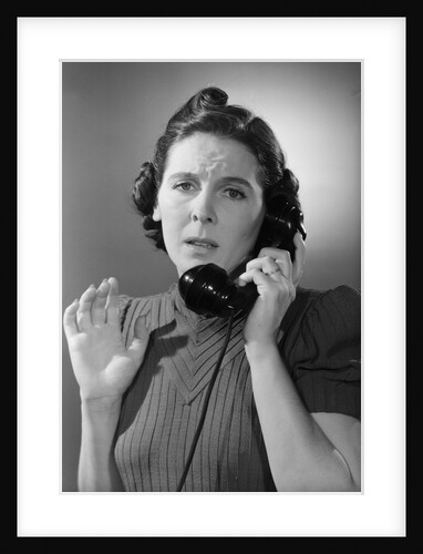 Anxious Woman On The Telephone by Anonymous