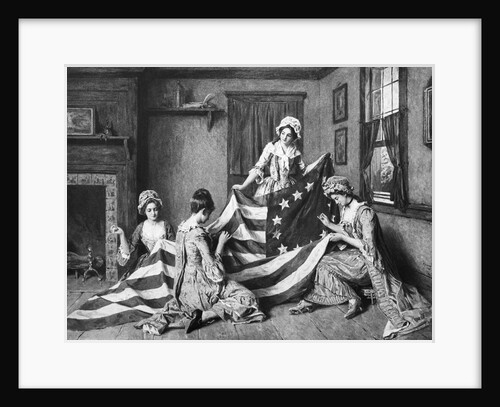 Painting of Betsy Ross with American Flag by Anonymous