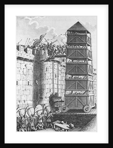 Engraving of Pavisers and a Movable Tower by Anonymous