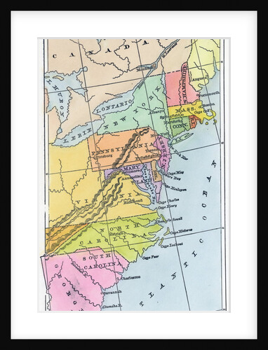 Map of the 13 Original American Colonies by Anonymous