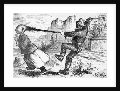 Chinese Man Held By Hair By Man W/Ca Hat by Anonymous