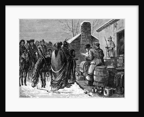 Distributing Supply To Indians; Drawing by Anonymous