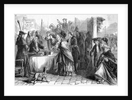 Woodcut of Women Casting Votes in New Jersey by Anonymous