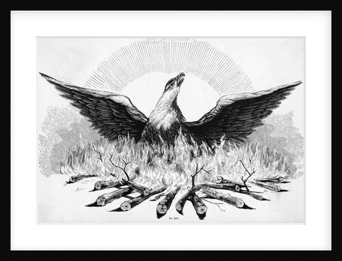Engraving of Phoenix Rising from Flames by Anonymous