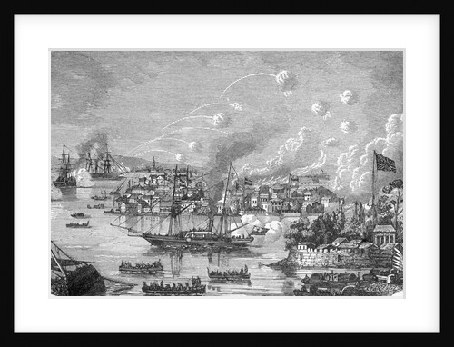 Engraving of the Bombardment of Canton by the English by Anonymous