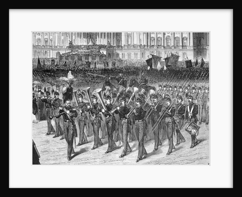 Military Band Marching In Front Capitol by Anonymous