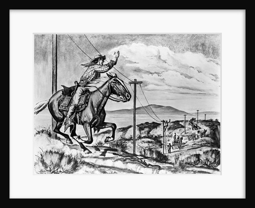 Pony Express Rider Passes Telegraph Line by Anonymous