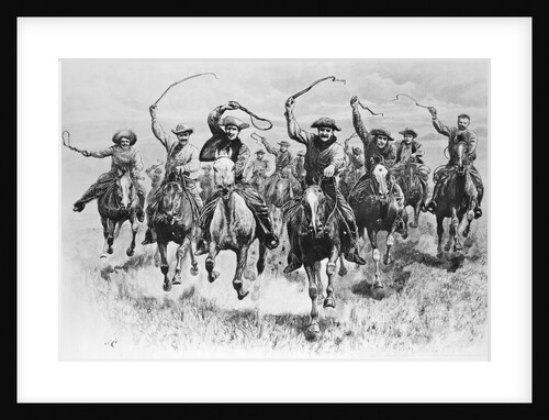 The Cowboy's Race Woodcut by Anonymous