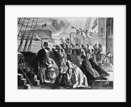 Women And Children Waving Goodbye by Anonymous