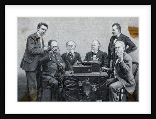 Woodcut Depicting M. Jaubert Experimenting with Microphonograph by Anonymous