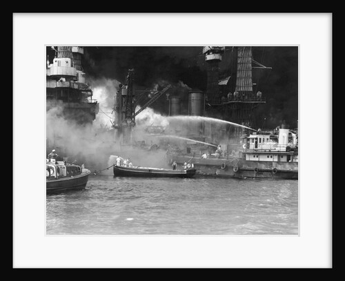 Pearl Harbor Aflame by Anonymous