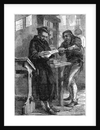 Print of William Caxton at His Printing Press by Anonymous