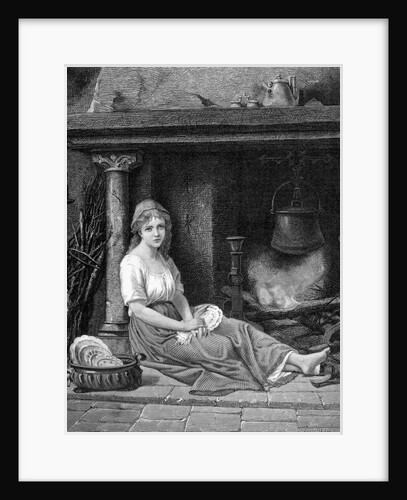 Illustration of Cinderella sitting in the corner by Anonymous