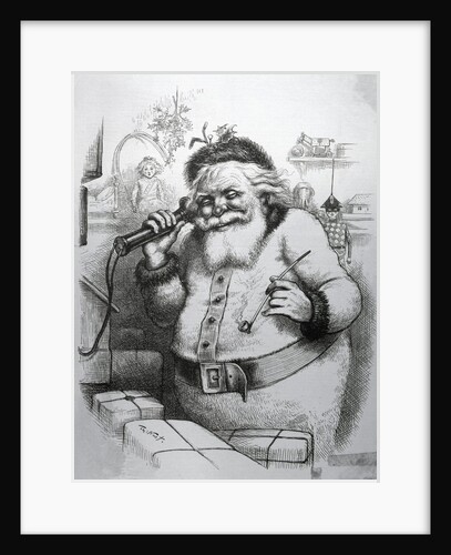 Santa Claus Talking On A Telephone by Thomas Nast