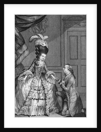 1777 Engraving of a Man Proposing to a Woman by Anonymous