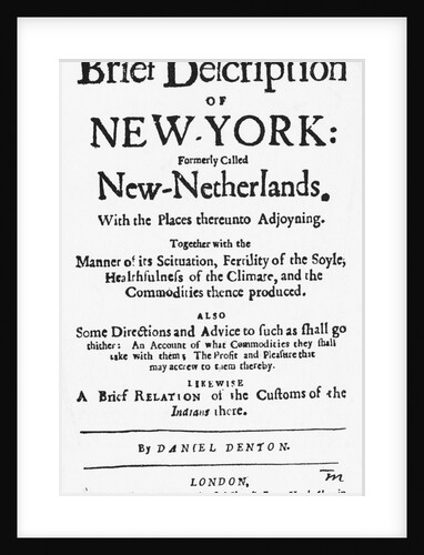 Title Page For Brief Description Of Ny by Anonymous