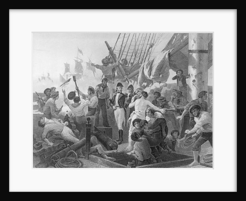 Enraving Of Battle On A Ship by Anonymous